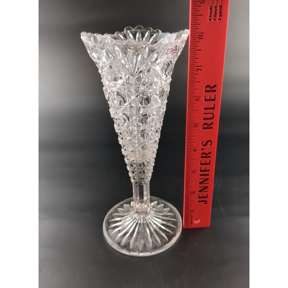 Vintage Brilliant Clear Cut Glass Bud Vase‎ 6" Crystal Flower Vase Decorative - Picture 6 of 9
